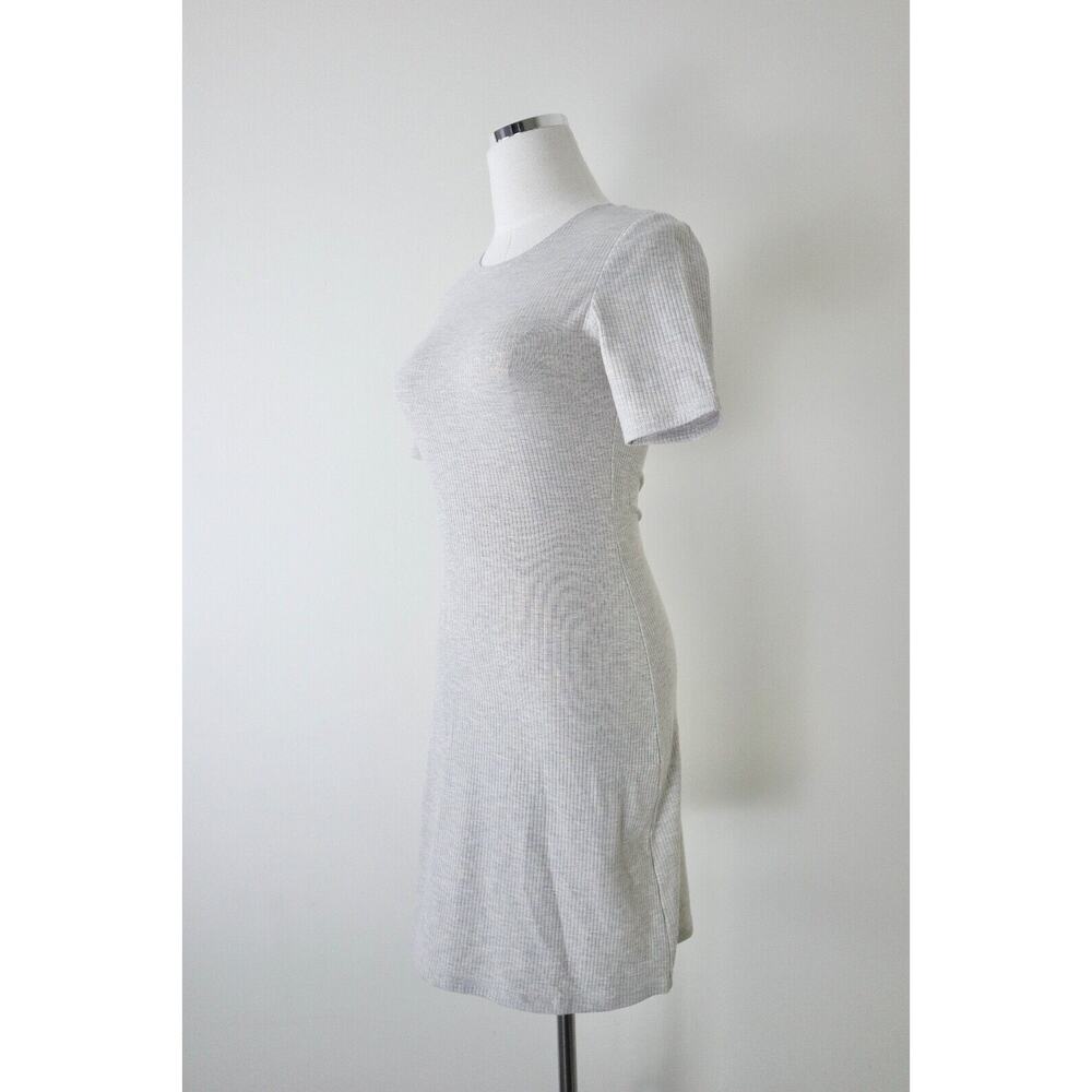 Reformation Size S Kendy Ribbed Short Sleeve Mini Dress Marble Gray Beige Heathe - Picture 5 of 13